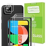 4 Pack URSOQ 2 PCS Screen Protector + 2 PCS Camera Lens Protector Compatible with Google Pixel 5A (6.3inch), Case Friendly, Anti-Scratch, Bubble Free, HD clear, 9H Hardness Tempered Glass