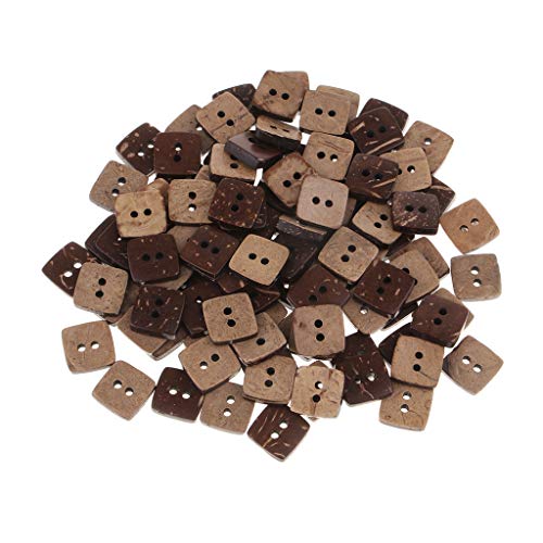 Baosity 100 Pieces Square Shape Wooden Coconut Shell Buttons 2 Holes For Diy Sewing Crafts #TOP5