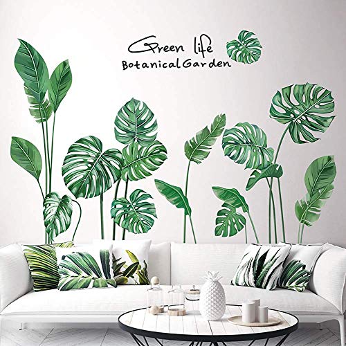 Amaonm Creative Girls Nursery Room Wall Decoration Art Decor Decals 3D Diy Green Plants Fresh Leaves Peel Stick Wall Stickers Murals Paper For Kids Baby Bedroom Living Room Office Bathroom Wall Corner #TOP3