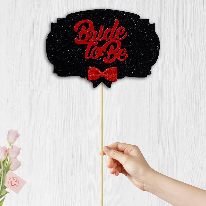 SüSLe Bebek ve Parti Bride To Be Konuşma Balonu Çubuğu - Siyah & Kırmızı