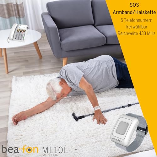 Téléphone de bureau 4G Beafon ML10 sans ligne fixe avec alerte bracelet SOS