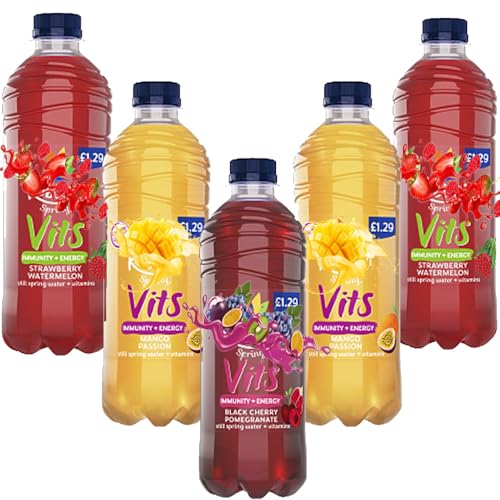 Spring Black Cherry Pomegranate,Strawberry Watermelon,Mango Passion 500ml - Random 10 Mixed Still Water Drink with Fruit Juice, Vitamins and Sweetener- Rbc