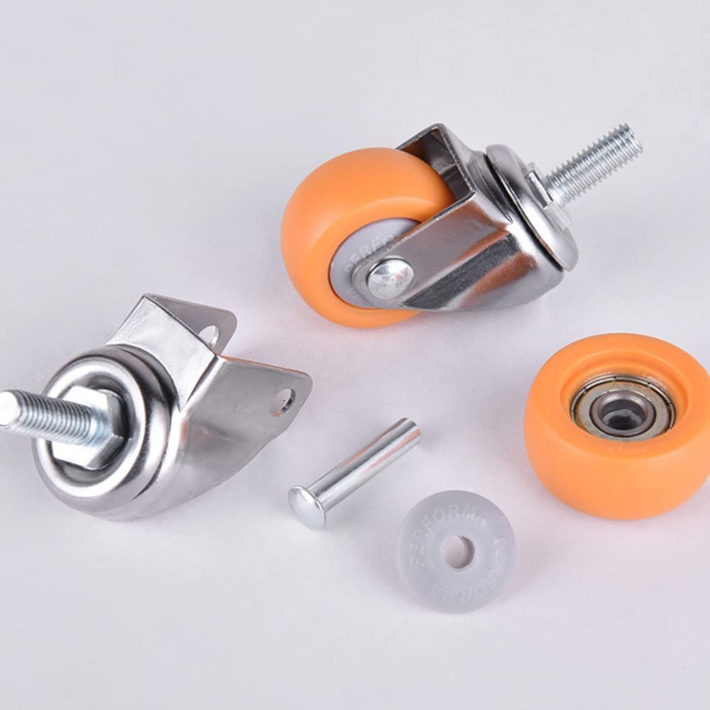 ACiyD Rueda giratoria Nylon M8 M10 Ruedas de vástago roscado con Frenos Bloqueo de Muebles Ruedas giratorias Carga 440 lbs Juego de 5 (50 mm 4 * con freno4 * con Freno)