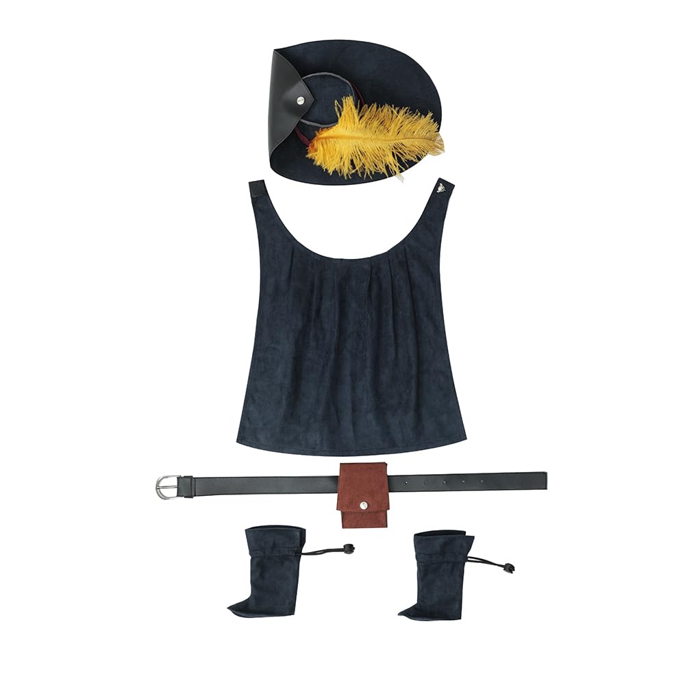 EOILFM Disfraz de Gato y Gato con Bota para Cosplay, Halloween, Lindo Gatito, Cachorro, Disfraz, Juego de simulación con Capa, Sombrero, cinturón, Capa, Accesorios, S, Negro