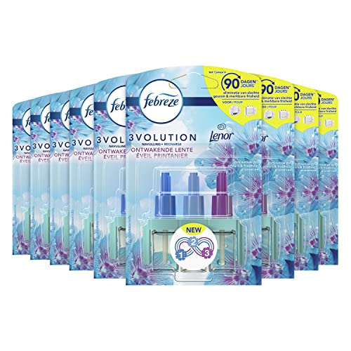 Febreze 3 Evolution Deodorising Refill, 9 Units (9 x 20 ml), for Eliminating and Preventing Persistent Odours, Strong Freshness, Spring Awakening