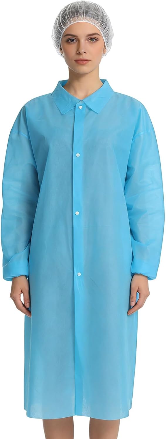 ranrann 10 Pcs Unisex Long Sleeve Medical Lab Jacket Knee Length Jeans Jacket For Factory Workshop