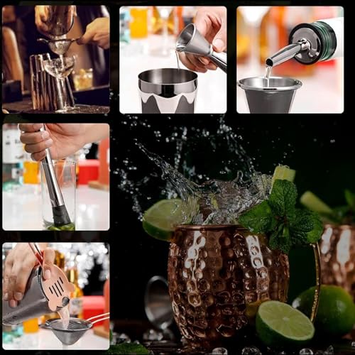 Kit Coctelera Bartender Acero Inoxidable con Base miniatura 4