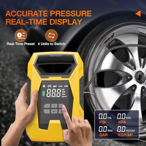 Image of Nilight AC /DC Tire Inflator Portable Air Compressor Dual Power Supply 110V AC 12V DC 150PSI Fast Inflation Heavy Duty with LED Light Pressure Gauge Auto Shutoff Pump for Car Motorcycle Bicycle Ball