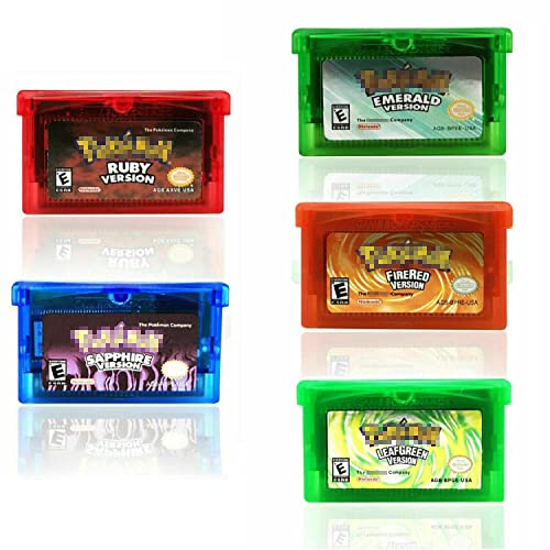 Gba Game Cards, 5 Sets Of Game Cassettes(Ruby, Sapphire, Emerald, Fire Red, Leaf Green) For Gameboy Advance, Third Party Cards Gameboy Cartridge Compatible With Gbm Gba/Sp/Nds Ndsl #TOP1