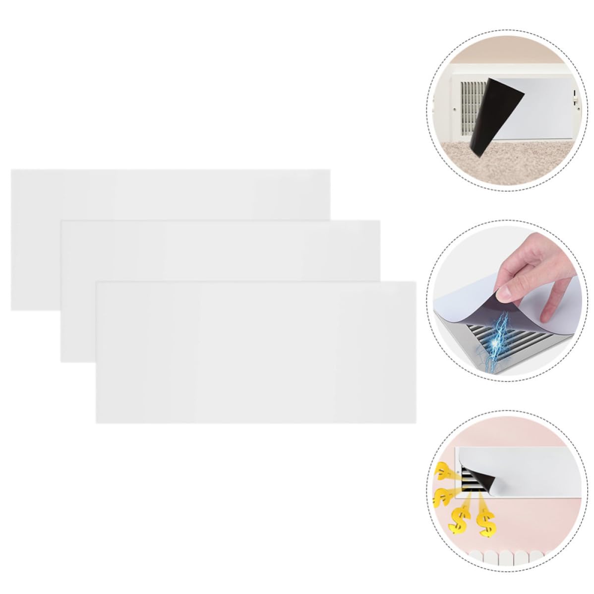 3 Piezas Cubierta de Ventilación Magnética de Pvc Blanco