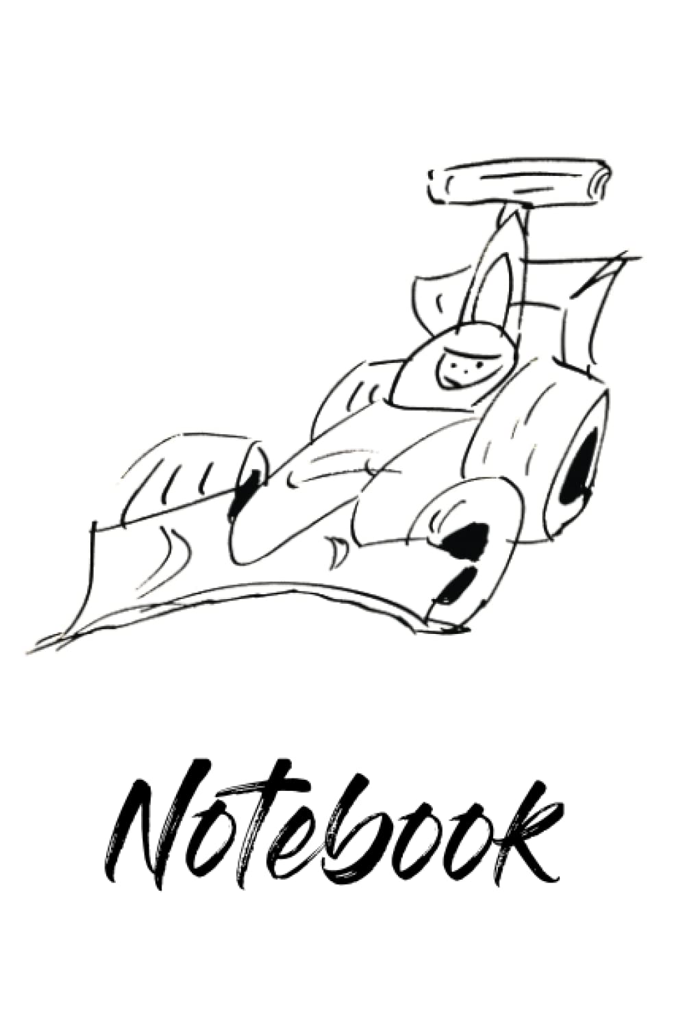 Notebook: F1 Fun Hand Drawn Race Car 120 Page Lined Notebook