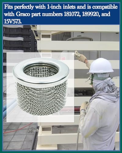 Image of (2-Pack) 181072 1 inch NPT Thread Double-Layer Stainless Steel Pump Inlet Strainer Screen Filter Compatible with Graco 695, 795, 1095, 1595, 3900, 5900, 750, 1000, 1500 Airless Paint Sprayer