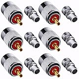 Fanbalunke PL259 Coaxial Connectors 6 Pcs PL-259 UHF Male Solder Connector Plug with Reducer, Teflon Material 50ohm for RG59 RG8 RG8x LMR400 RG213 Coaxial Cable Compatiable with Ham Radio Antenna