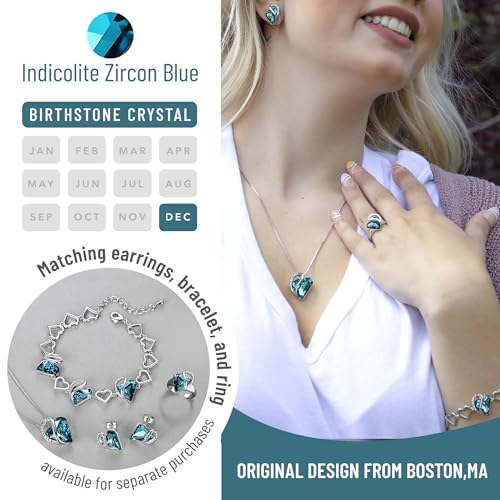 Image of Leafael Gift Necklaces for Women, Infinity Love Birthstone Heart Crystal Pendant, Birthday Anniversary Jewelry for Wife, Mom, and Her, Silver Plated, 18 inch + 2 inch Adjustable Chain
