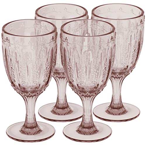 elle-decor-Set-of-4-Wine-Goblets-Pink-Colored-Glassware-Set-Colored-Wine-Glasses-Vintage-Glassware-Sets-Water-Goblets-for-Party-Wedding-Daily-Use-Wine-Glass-10-oz