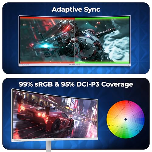 Image of ZEBRONICS N30A 30 inch (76.2 cm) 1500R Curved Ultrawide Gaming Monitor, WFHD 2560x1080, 300Nits, 200Hz, 1ms MPRT, HDR10, 99% sRGB | 95% DCI-P3, Adaptive Sync, 2 x DP | 2 x HDMI | 1 x 3.5mm