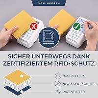 VON HEESEN® Reisepasshülle Leder Etui mit RFID-Schutz - Passhülle Passport Reisepass Mappe Hülle Organizer - Reiseorganizer für Damen & Herren (Gelb) – Ansicht 3