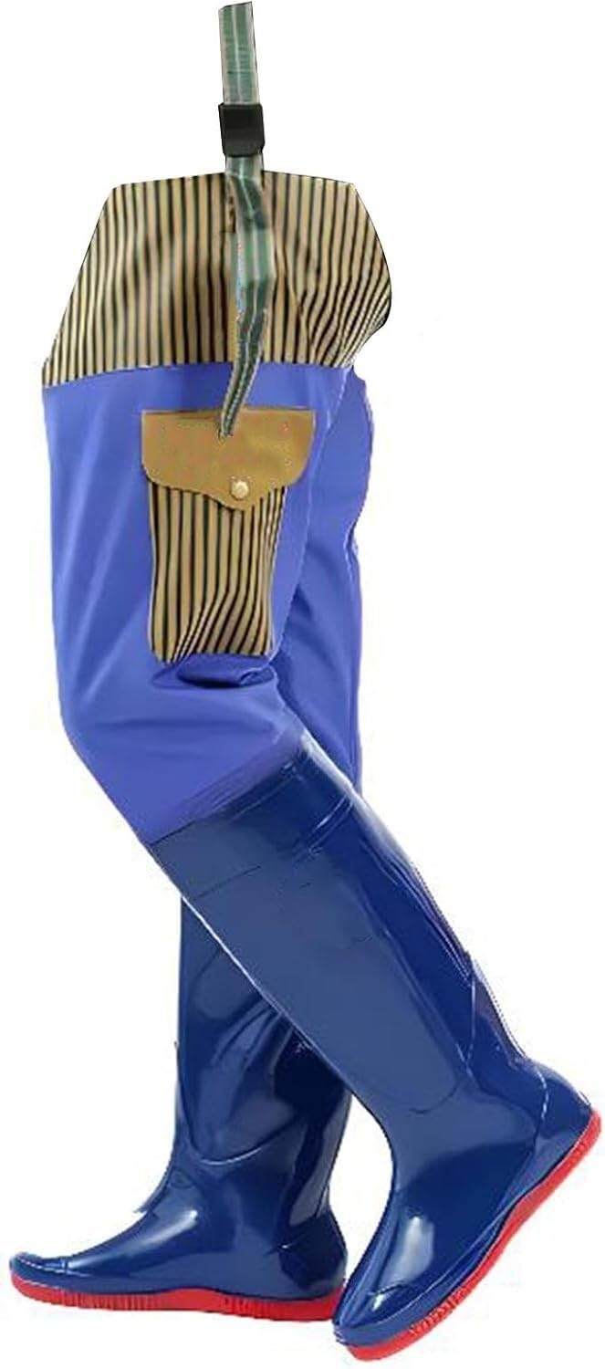 Wodery wędkarskie z PVC Fly Fishing, lekkie buty do chodzenia na zewnątrz dla mężczyzn i kobiet z kieszenią i regulowaną klamrą(8.5)