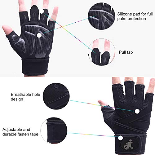 Andoer Luvas de treino Luvas de ginástica respiráveis ​​para levantamento de peso Luvas de treino pa