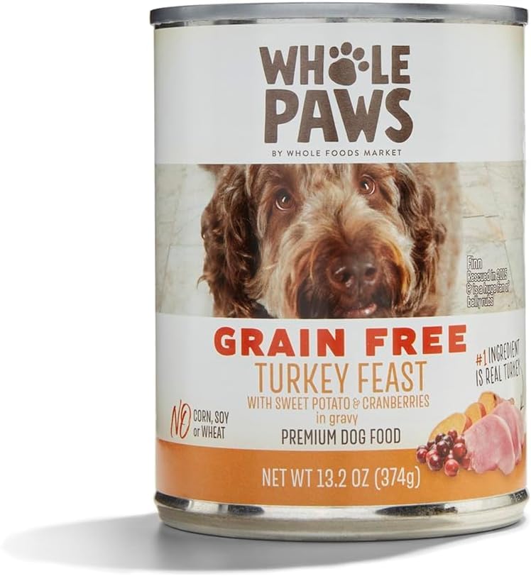 Image of Whole Paws, Grain-Free Wet Dog Food, Turkey Feast with Sweet Potato & Cranberries in Gravy, 13.2 Ounce (Pack of 12)