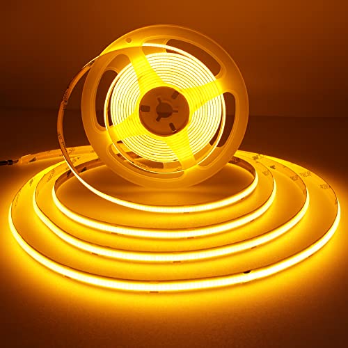 Bande LED COB flexible Orange 5 m DC24 V 480 LEDs/m non étanche FCOB flexible coupable Lumière flexible pour Halloween Thanksgiving Car Bar Club Décoration de vacances (pas d'alimentation électrique)