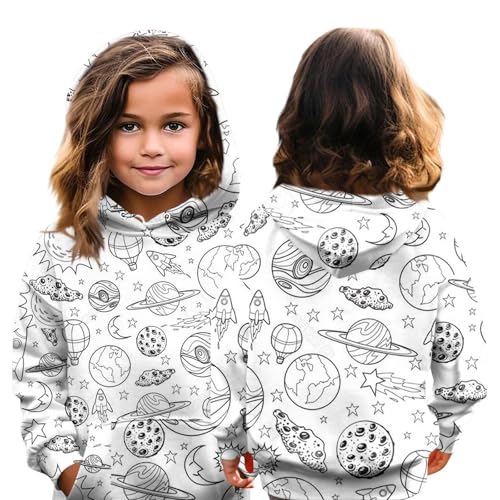 Hoodie Kids Cute Fleece Long Sleeve Sweatshirts For Girls Pocket Diy Hand Painted Hoodies Fall Outfits 2-14 Years2