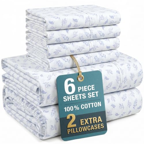 Casa Platino Cal King Size Sheets – 100% Cotton Crisp Percale Weave Sheets Cal King Size, Soft Cozy Feel with 4 Pillowcases, 15" Deep Pockets & Breathable Fabric for All Sleepers – Amethyst