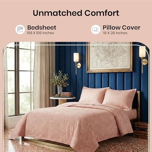 Image of Mush Aura Collection 300 TC Bamboo Bedsheets King Size with Pillow Case | Cooling & Breathable Bedsheets King-Size, Ultra Soft Bamboo Bed Sheet Set for Kingsize Bed (Peach Beige)