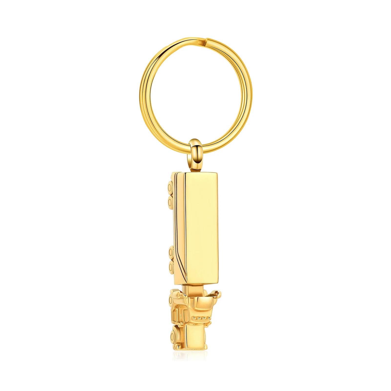 Bijou souvenir deuil pour homme : porte-clés urne camion doré