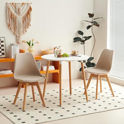H.J WeDoo Rund Esstisch mit 2 Stühle Essgrupp, 80cm Küchentisch und 2er Set Esszimmerstühle...