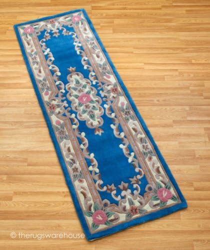 The Rugs Warehouse Handmade 100% Wool Lotus Traditional Chinese Runner 67x210cm (2'2''x6'9'')
