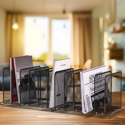 Simple Houseware Desk File Folder Expandable Sorter with 5 Section Upright, 2 Pack, Black image 1