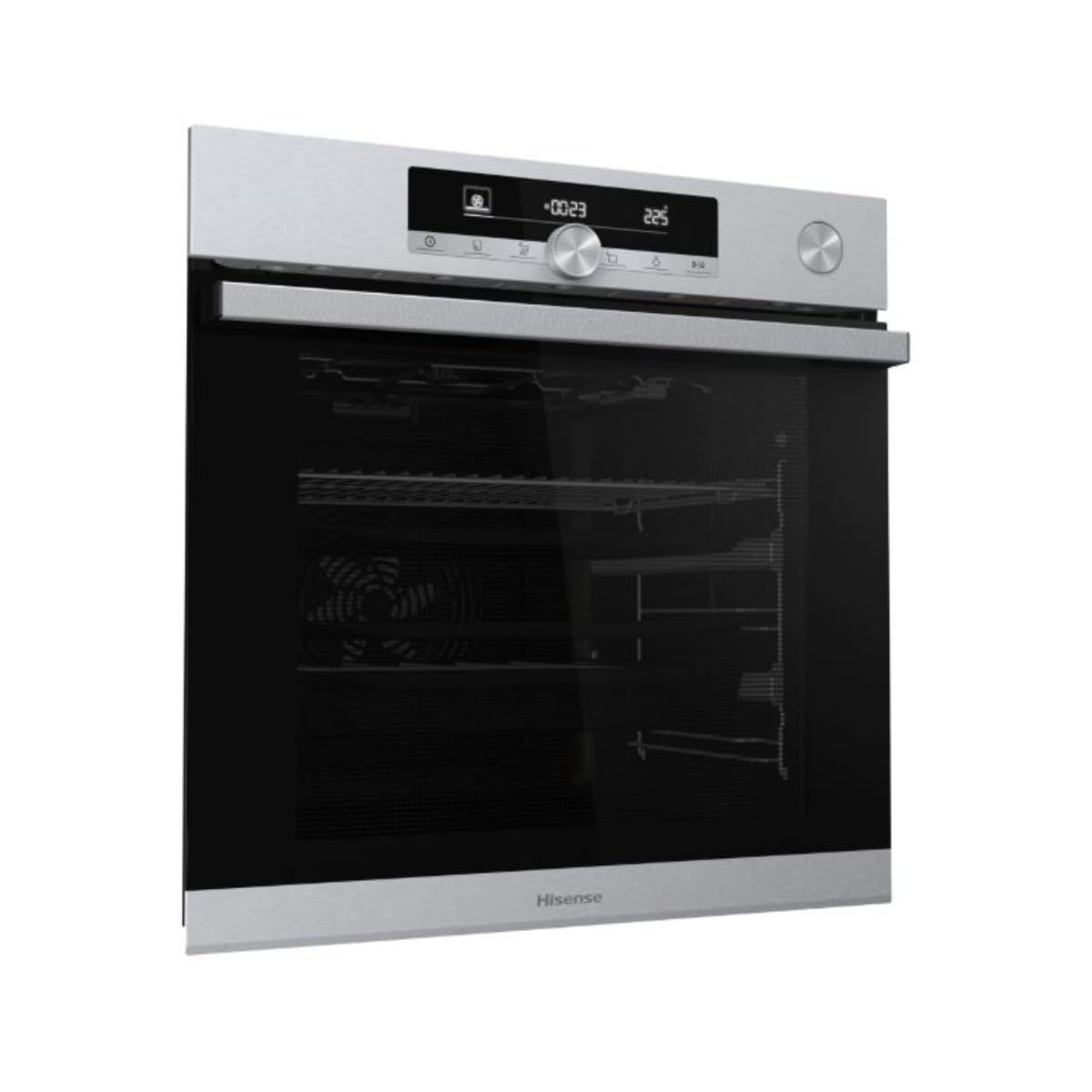 Four électrique multifonction Hisense O643PX, encastrable, 77 litres, 60 cm, combiné, vapeur, fonction pizza 300°, pyrolyse, couleur inox, classe énergétique A+