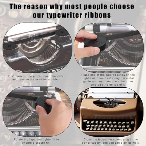 Goktvai 3stk Schreibmaschinenband, Doppelrollen-Schreibmaschinenband mit Schwarzer Tinte im Vintage-Stil Tragbar Kompatibel mit Royal Smith Corona Brother und den Modellen ML80 GR9 EPS600