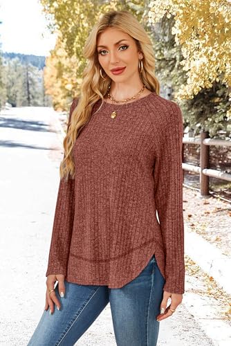 WIHOLL Long Sleeve Shirts for Women Fall Sweaters 2025 Lightweight Casual Tunic Tops Loose Fit Winter Clothing S-2XL