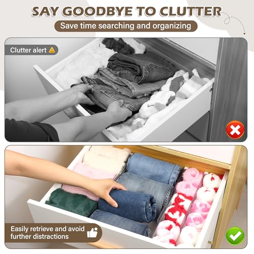 4 Stück Schubladentrenner Verstellbare Länge 28,5 bis 50,5 cm, Schubladen Trenner Organizer Ordnungssystem, Transparente Schubladenteiler für Küche, Schreibtisch, Kleiderschränke, Schminktisch, Weiß