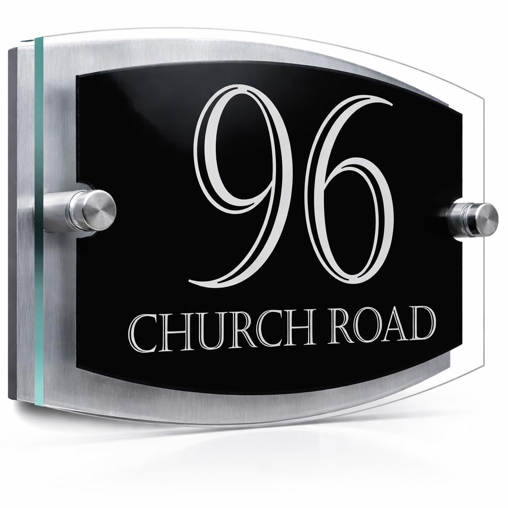 House Number Plaque Door Number Sign Street Name Door Plaque Personalised Dual Layer