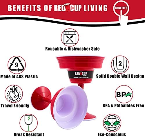Miniatura 2 de Red Cup Living Vasos de Margarita de plástico, vasos grandes de 15 onzas  Copas de Margarita estilo copa roja, vidrio de Margarita gigante sin BPA,