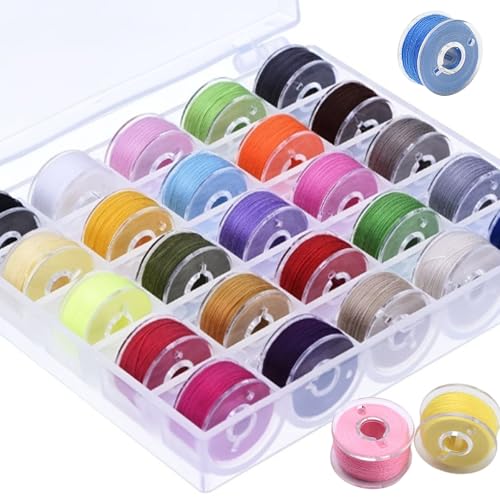 Ylinwtech 25 pièce bobine de fil à coudre,Fils de canette de machine à coudre,Bobines à coudre multicolores,Convient aux machines à coudres