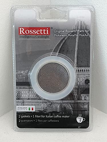 Rossetti Mokanetto | 3 Cup Moka Filter & Silicon Ring Set Moka Coffee Espresso Maker Pot