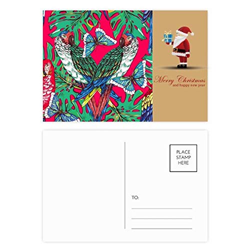 Cartes postales Happy Père Noël oiseau rose ciel finis les vœux banals