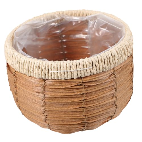 TOYZFRIENDY Geflochtener Pflanzkorb Klein Weißer Abschluss...