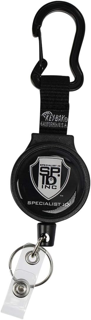 Key-Bak #6CID Made for Specialsit ID - Heavy Duty Carabiner Retractable Reel with Badge Holder and Key Ring