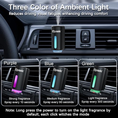 Image of Car Air Freshener Diffuser, Smart Car Air Freshener with Three Adjustable Modes, Aromatizante para Carro with 8pcs Essential Oil, Car Fresheners Long Lasting, Black