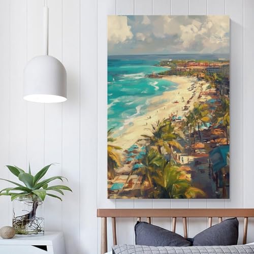 Cuadro en lienzo de playa 50x75cm para decorar un dormitorio moderno 5
