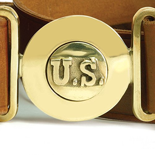 Atlanta Cutlery Officer’s Style Pistol Belt Brown Leather W/Us Brass Buckle #TOP1