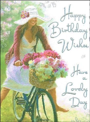 Open Female Birthday Card (JJ2129) Girl Riding Bike 7.25" x 5.5" Code V215