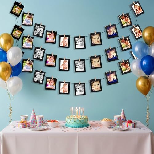 Image of Party Propz Paper Photo Frame - 10 Pcs 5x7 Kraft Paper Picture Frames DIY Cardboard Photo Frames with Wood Clips and Jute Twine (Black) | photo frame for wall | photo frame for wall decoration