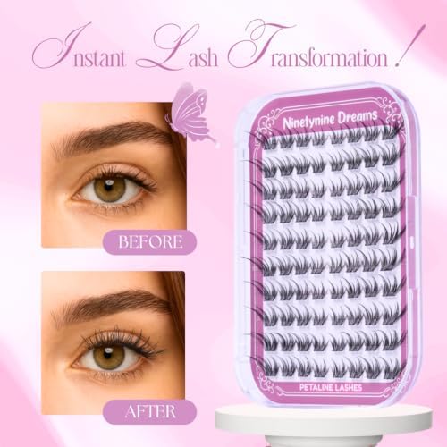Ninetynine Dreams No Glue Petaline Self Adhesive Lashes – Premapped Cat-Eye False Eyelashes, 10–16mm CC Curl, Voluminous Spiky Lashes, Lightweight Synthetic Lashes with Thin Self-Adhesive Band — view 2