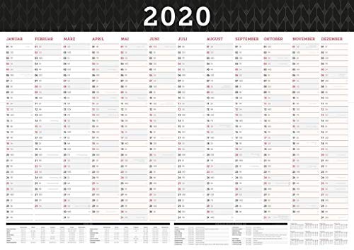 A3/A1 Jahresplaner Wandkalender 2025 - Rosa-Schwarz Design Für Home Office & Urlaubsplanung